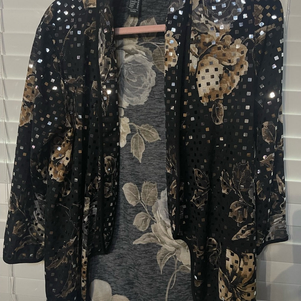 Black and Gold Sequin Floral Jacket